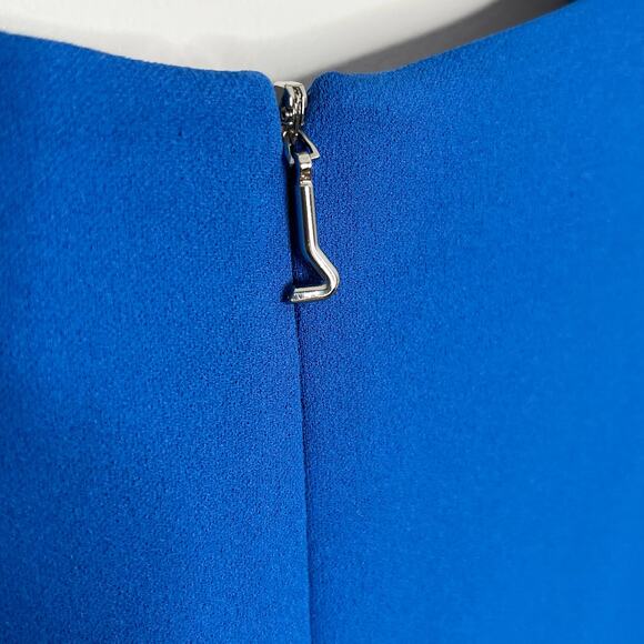 Tibi Womens Crepe Mini Shift Dress 6 Blue 3/4 Sleeve V Neck Workwear Cocktail - Picture 8 of 15